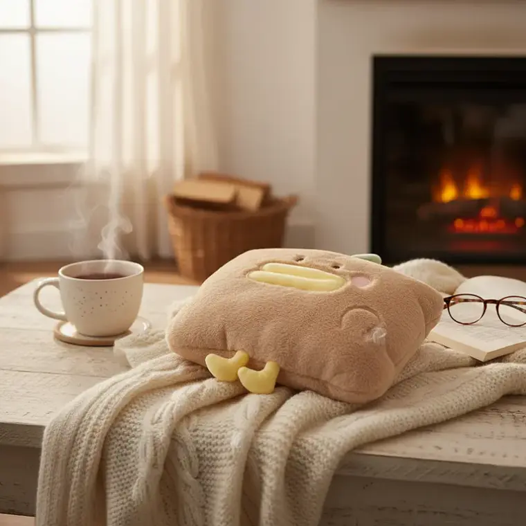 Guatero Eléctrico Recargable Peluche Pato Kawaii Calienta Manos 7