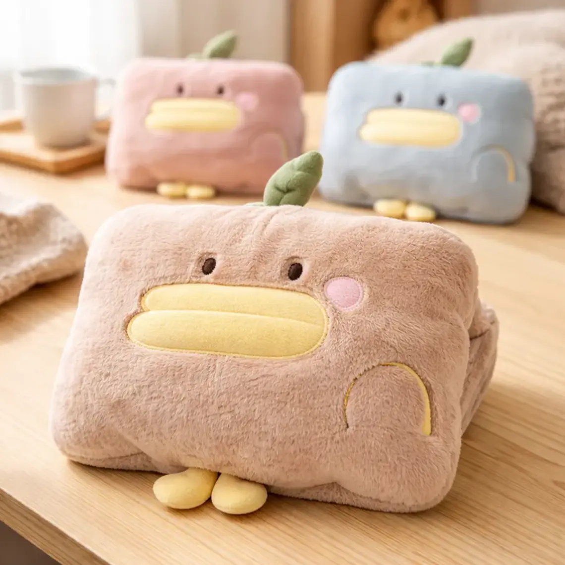 Guatero Eléctrico Recargable Peluche Pato Kawaii Calienta Manos 8