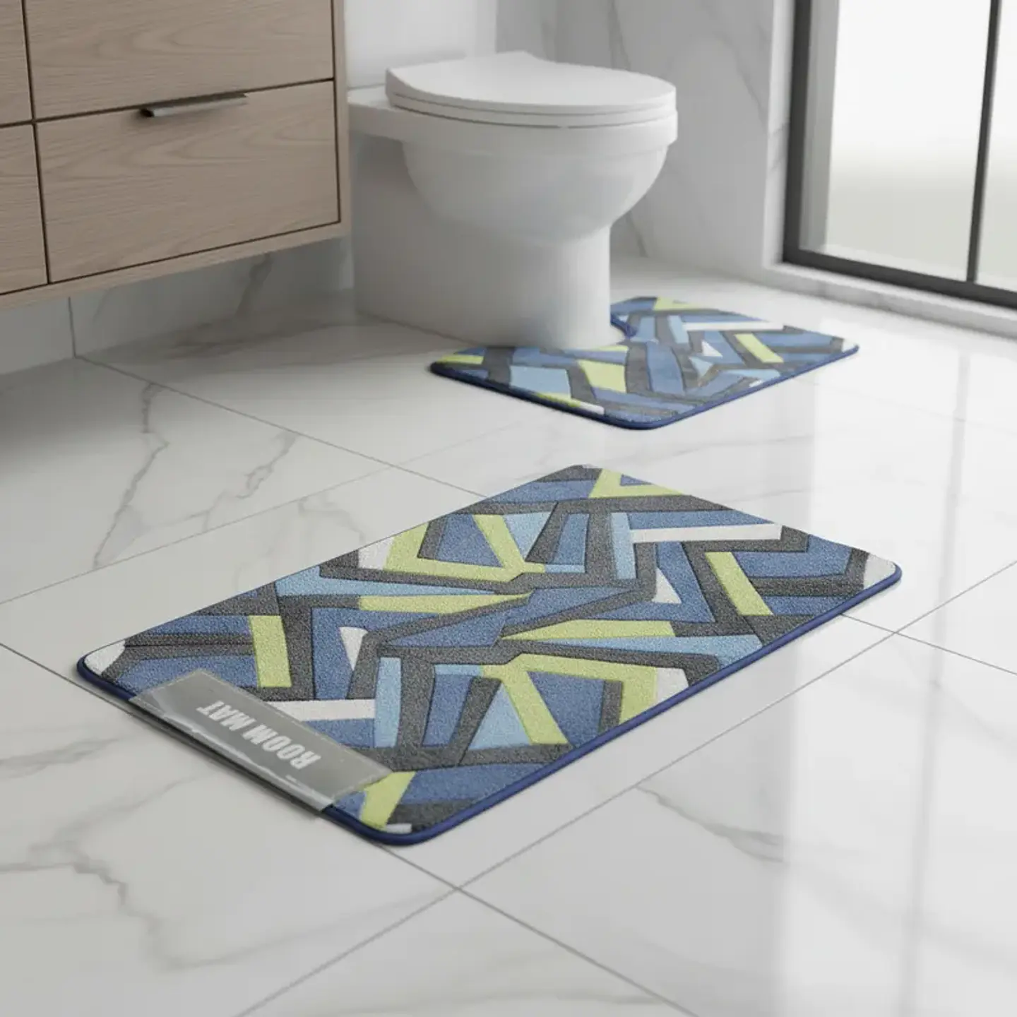 Set Baño 3 Piezas Alfombra Antideslizante varios diseños 2