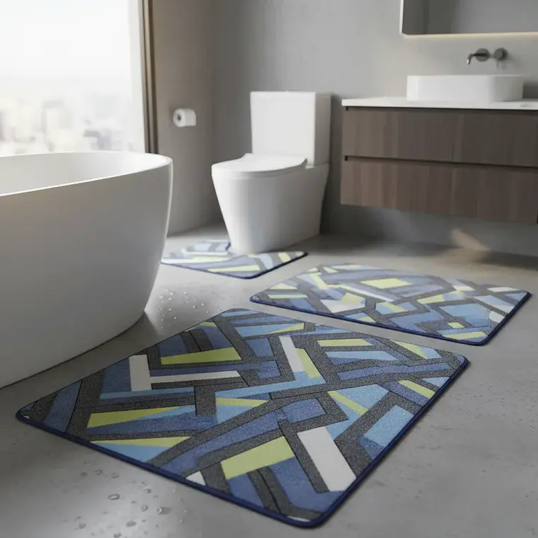Set Baño 3 Piezas Alfombra Antideslizante varios diseños 3