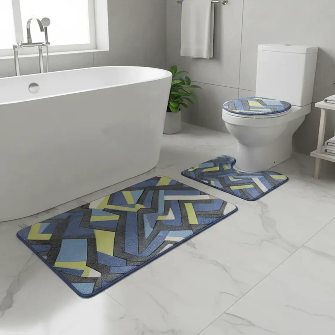 Set Baño 3 Piezas Alfombra Antideslizante varios diseños 1