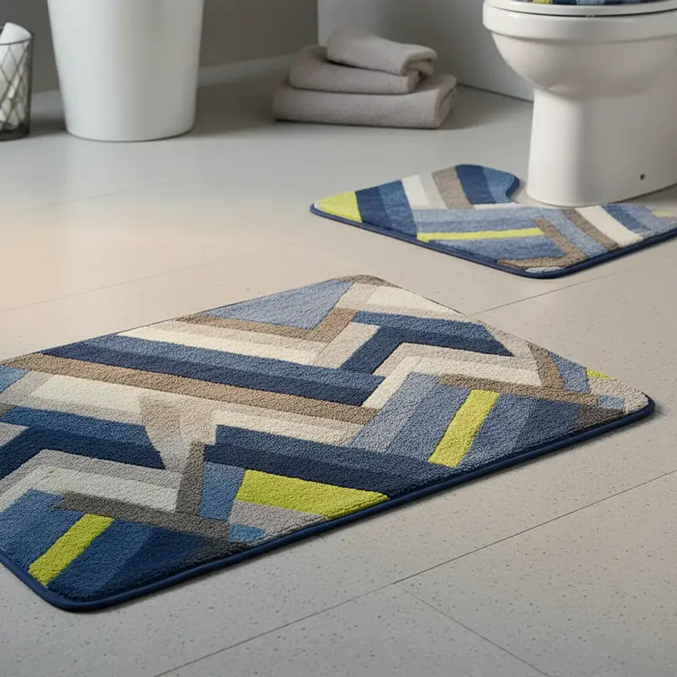 Set Baño 3 Piezas Alfombra Antideslizante varios diseños 4