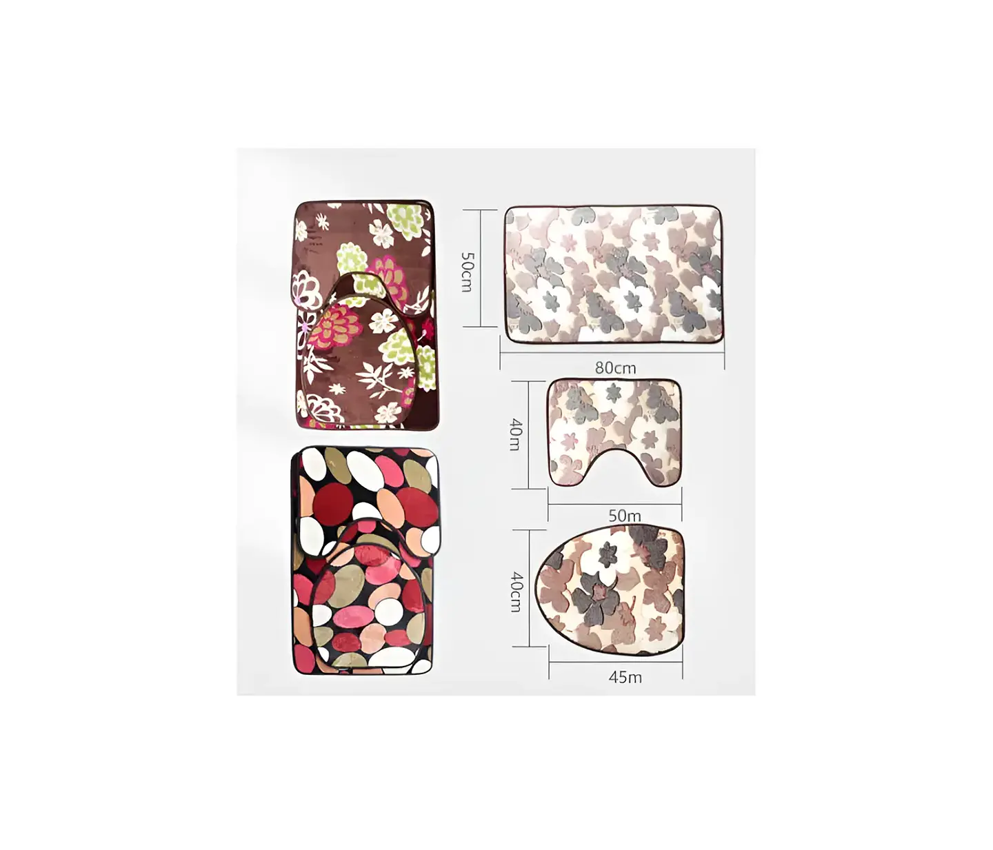Set Baño 3 Piezas Alfombra Antideslizante varios diseños 5