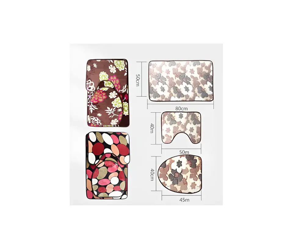 Set Baño 3 Piezas Alfombra Antideslizante varios diseños 5