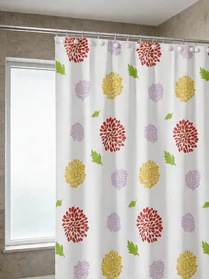 Cortina De Baño Flores Multicolor 180x180cm Impermeable