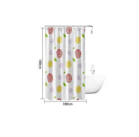 Cortina De Baño Flores Multicolor 180x180cm Impermeable