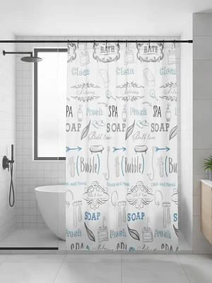 Cortina De Ducha De Peva Con Estampado De Letras, 180x180 Cm