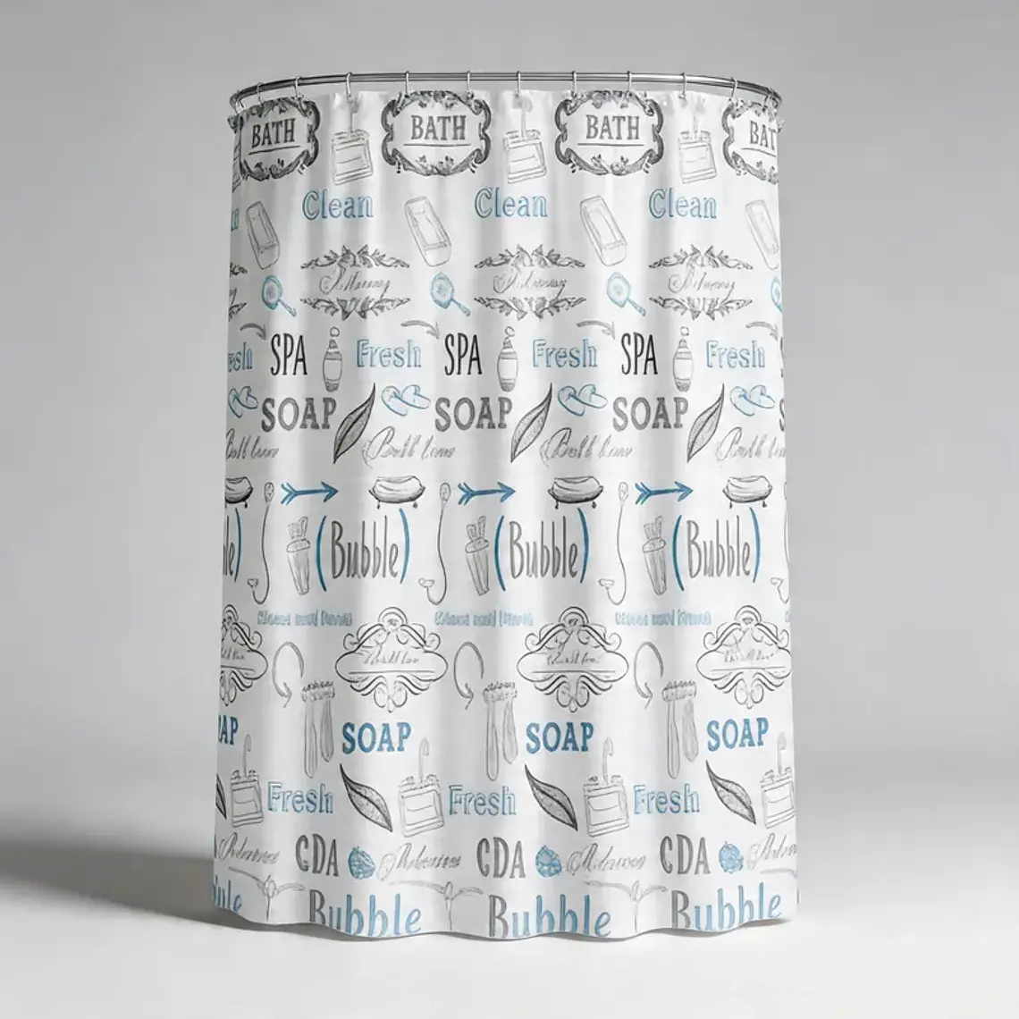 Cortina De Ducha De Peva Con Estampado De Letras, 180x180 Cm 1