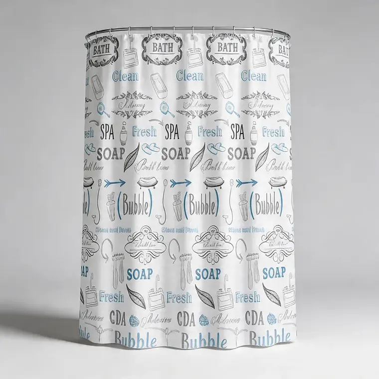 Cortina De Ducha De Peva Con Estampado De Letras, 180x180 Cm 1