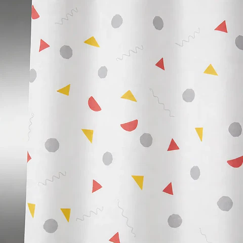Cortina De Ducha De Peva Con Estampado De Bloques 180x180cm