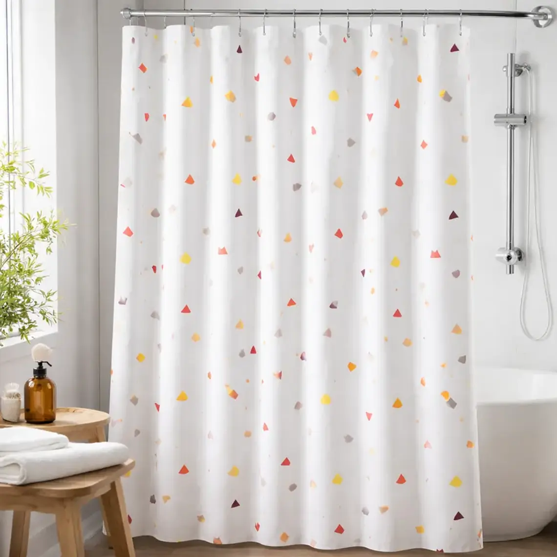 Cortina De Ducha De Peva Con Estampado De Bloques 180x180cm 4