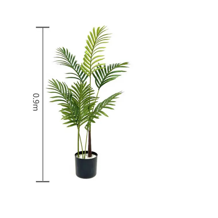 Planta Artificial Palmera Decorativa 0,9cm Con Macetero Negro 5
