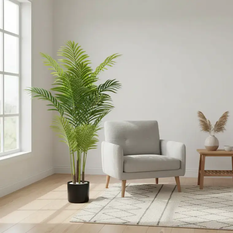 Planta Artificial Palmera Decorativa 0,9cm Con Macetero Negro 3