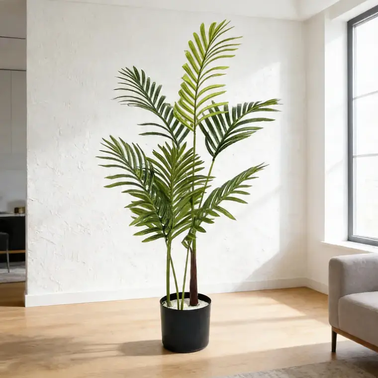 Planta Artificial Palmera Decorativa 0,9cm Con Macetero Negro 4