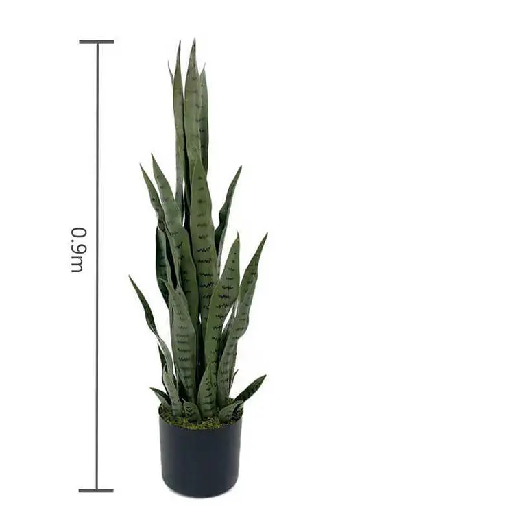 Planta Artificial Lengua De Suegra 90cm Con Macetero Negro 4