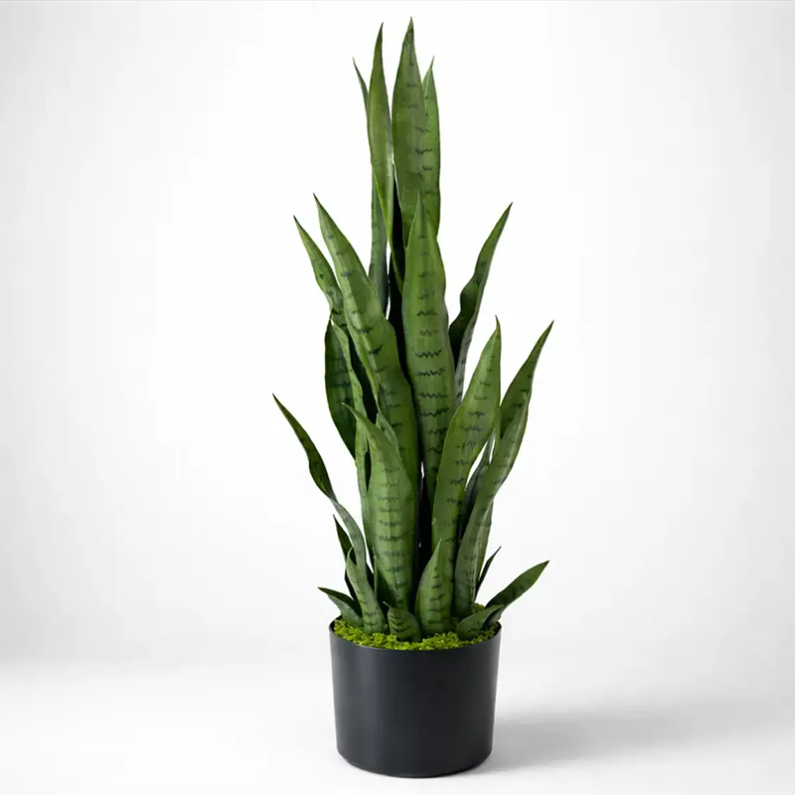 Planta Artificial Lengua De Suegra 90cm Con Macetero Negro 5