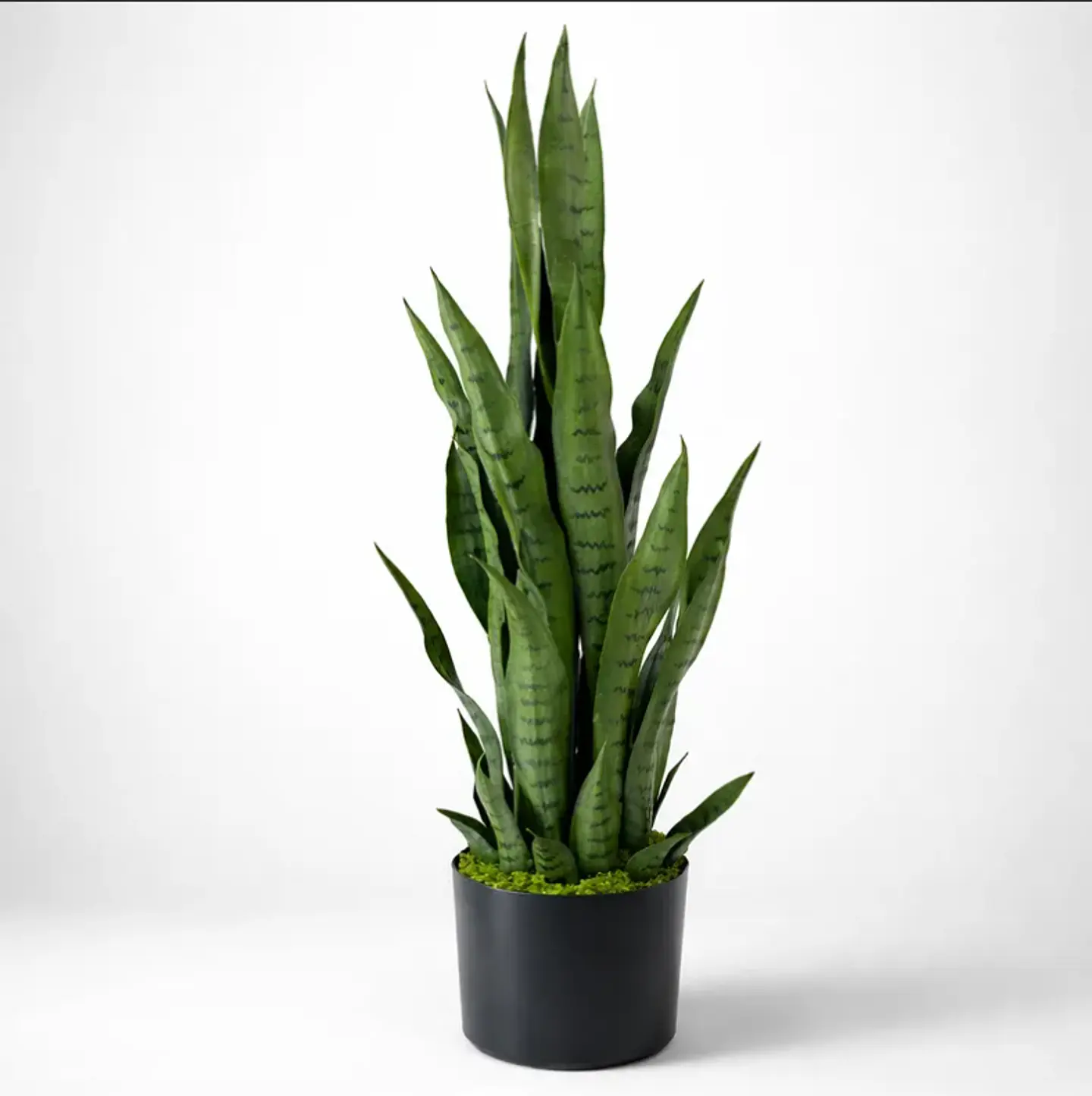 Planta Artificial Lengua De Suegra 90cm Con Macetero Negro 5