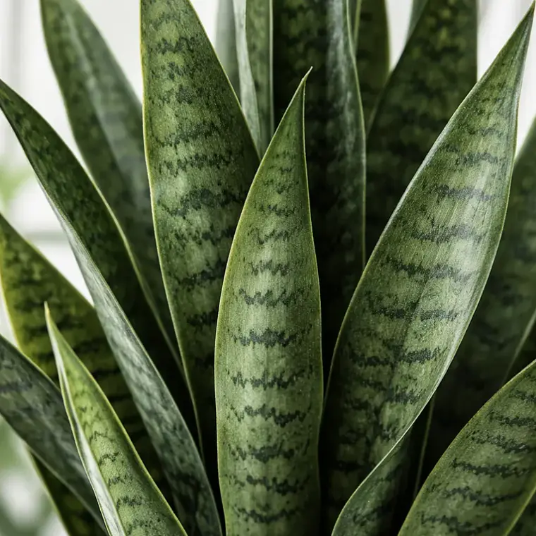 Planta Artificial Lengua De Suegra 90cm Con Macetero Negro 7