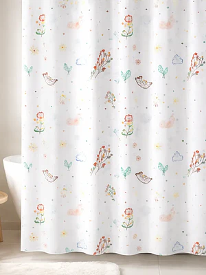 Cortina De Ducha De Peva Con Estampado De Pájaros, 180x180cm