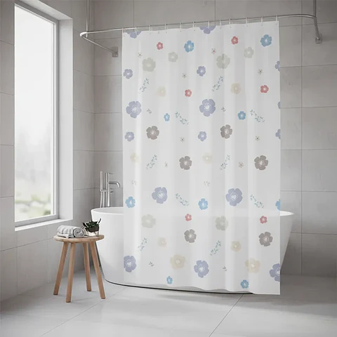 Cortina De Ducha Con Estampado De Flores 180x180 Cm