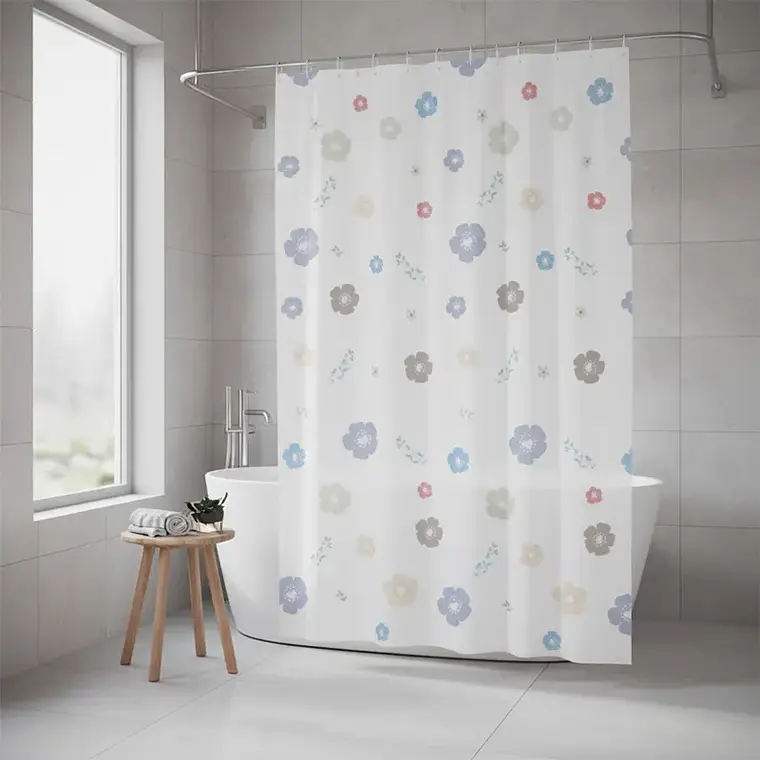 Cortina De Ducha Con Estampado De Flores 180x180 Cm 1