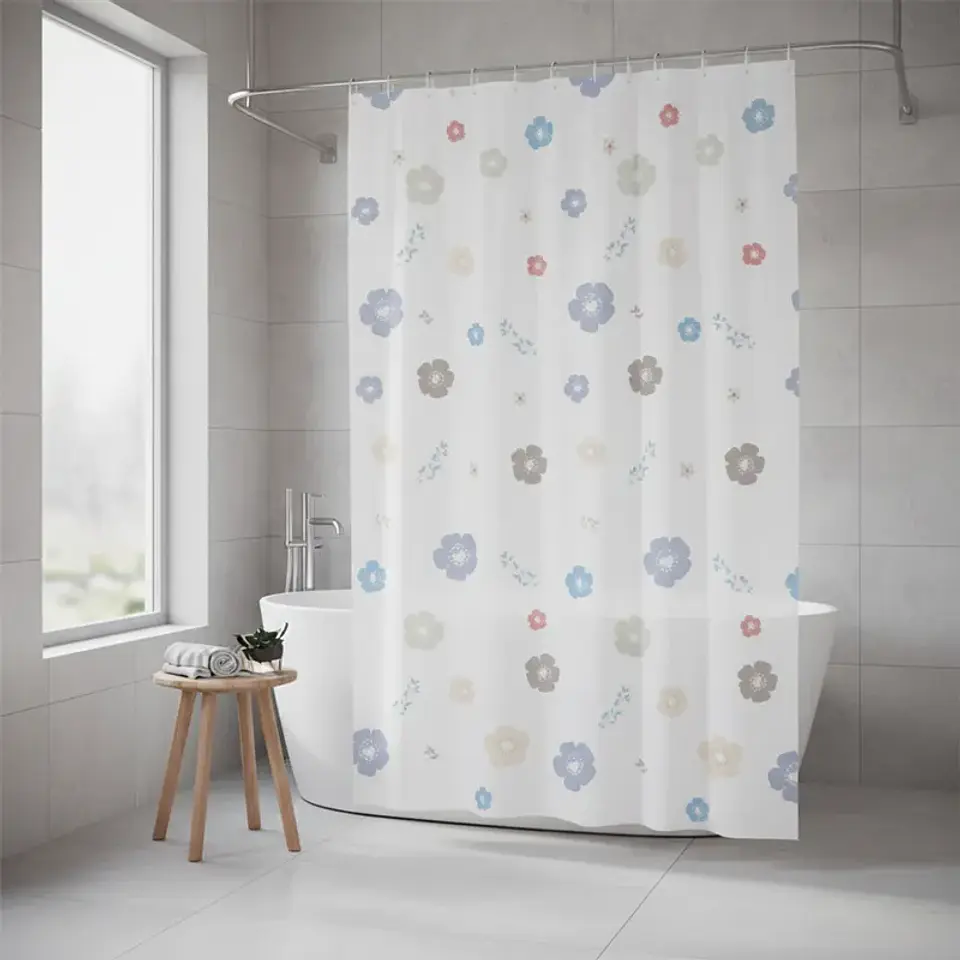 Cortina De Ducha Con Estampado De Flores 180x180 Cm 1