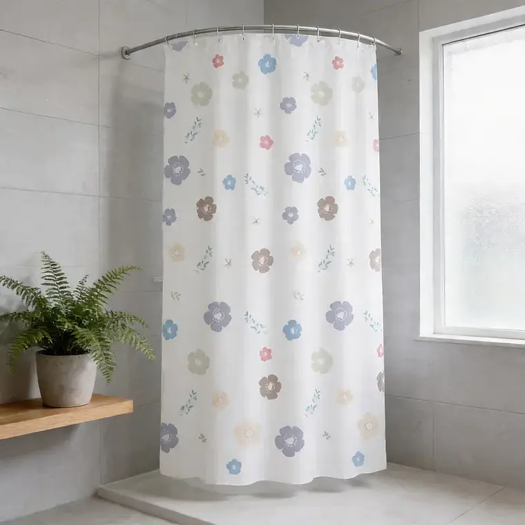 Cortina De Ducha Con Estampado De Flores 180x180 Cm 4