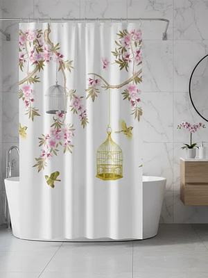 Cortina De Ducha Con Estampado Jaula De Pájaros 180x180cm