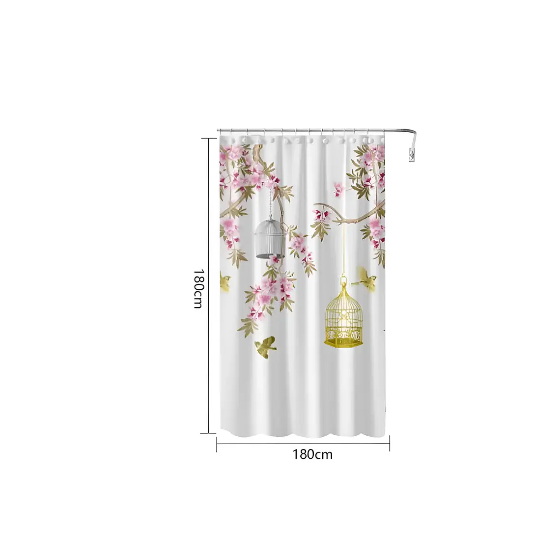 Cortina De Ducha Con Estampado Jaula De Pájaros 180x180cm 3