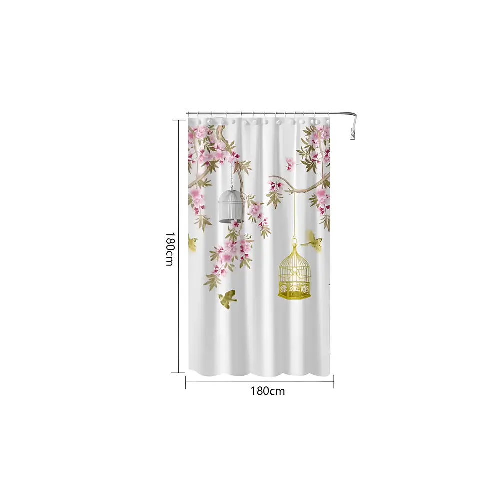 Cortina De Ducha Con Estampado Jaula De Pájaros 180x180cm 3