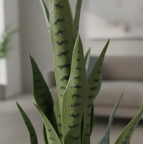 Planta Artificial Lengua de Suegra 70cm con Macetero Negro