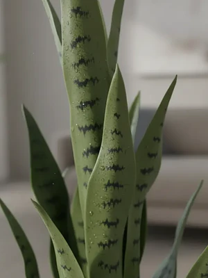 Planta Artificial Lengua de Suegra 70cm con Macetero Negro