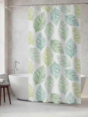 Cortina de Baño PEVA 180x180cm Diseño Hojas con Ganchos