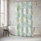 Cortina de Baño PEVA 180x180cm Diseño Hojas con Ganchos - Miniatura 1
