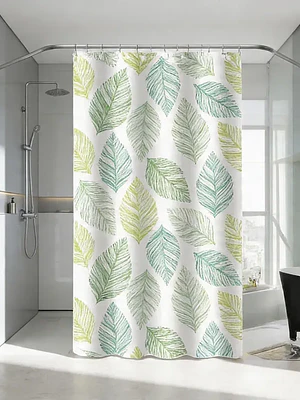 Cortina de Baño PEVA 180x180cm Diseño Hojas con Ganchos