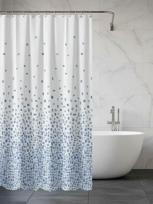 Cortina de Baño PEVA Diseño Mosaico Azul 180x180cm
