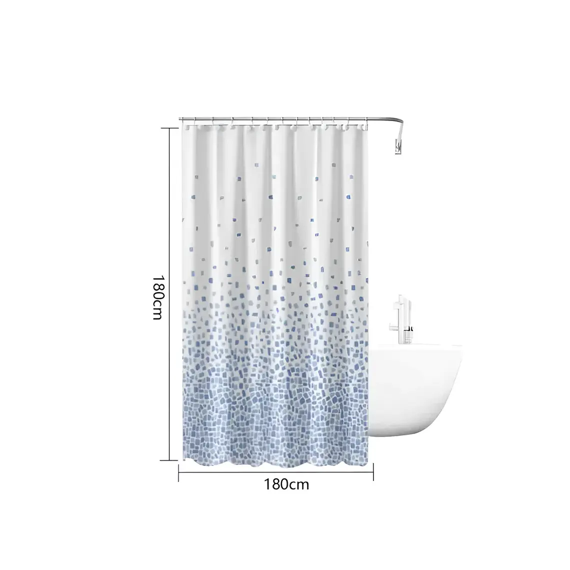 Cortina de Baño PEVA Diseño Mosaico Azul 180x180cm 4