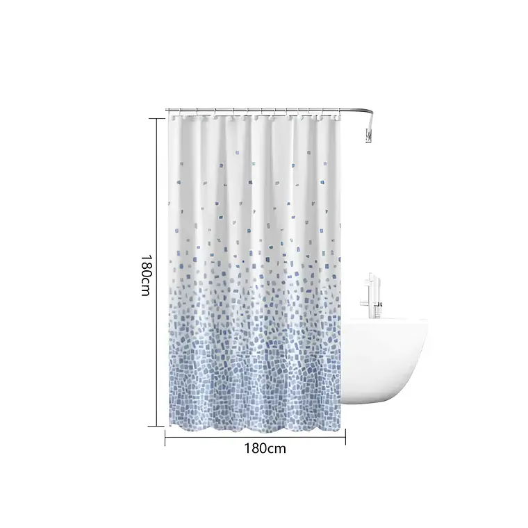 Cortina de Baño PEVA Diseño Mosaico Azul 180x180cm 4