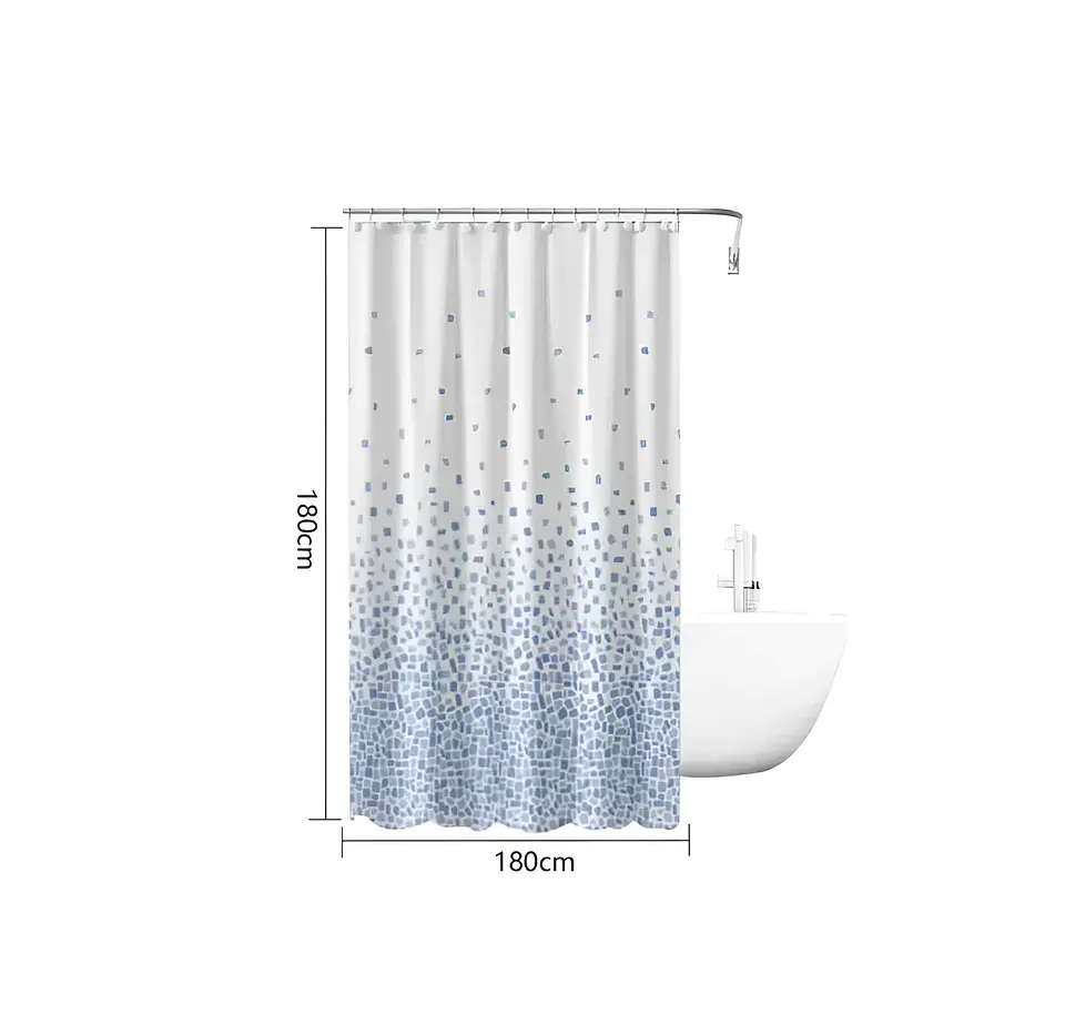 Cortina de Baño PEVA Diseño Mosaico Azul 180x180cm 4