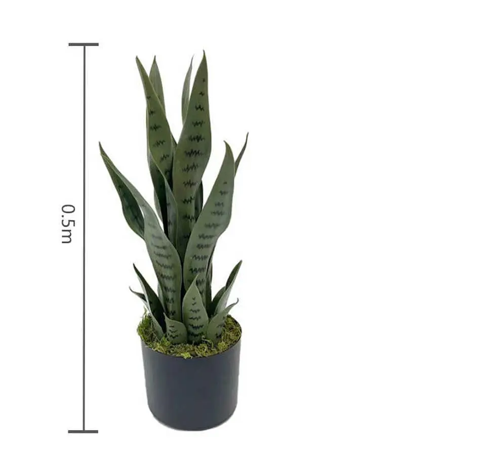 Planta Artificial Lengua De Suegra Decorativa 50cm Con Macetero 5