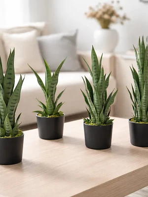 Planta Artificial Lengua De Suegra Decorativa 50cm Con Macetero