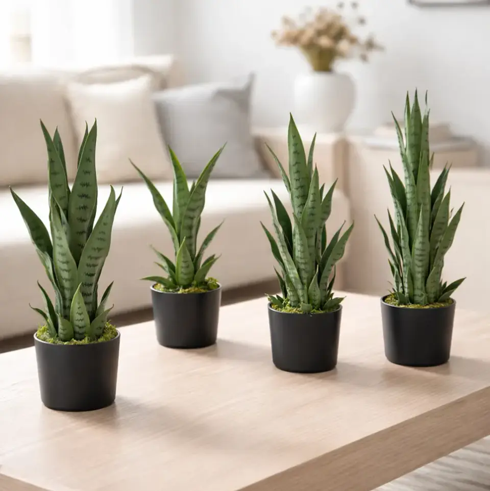 Planta Artificial Lengua De Suegra Decorativa 50cm Con Macetero 2
