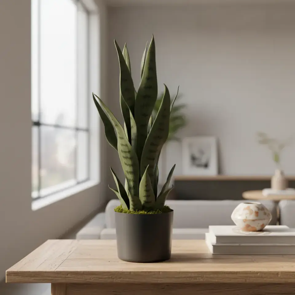 Planta Artificial Lengua De Suegra Decorativa 50cm Con Macetero 6