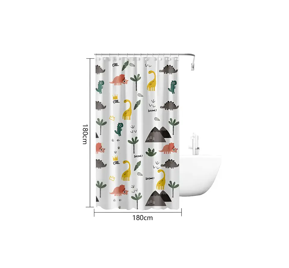 cortina de baño con diseño de dinosaurios 180X180CM 2
