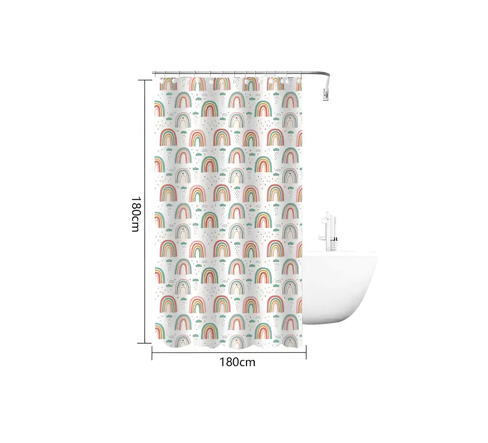 cortina de baño con diseño de arcoíris  180X180CM 5