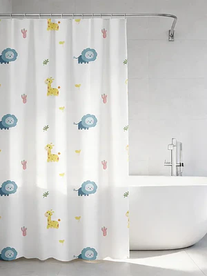 Cortina de Baño Infantil Animales León y Jirafa 180x180 cm