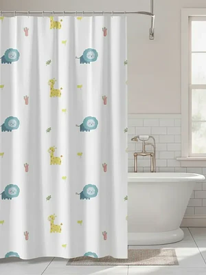 Cortina de Baño Infantil Animales León y Jirafa 180x180 cm