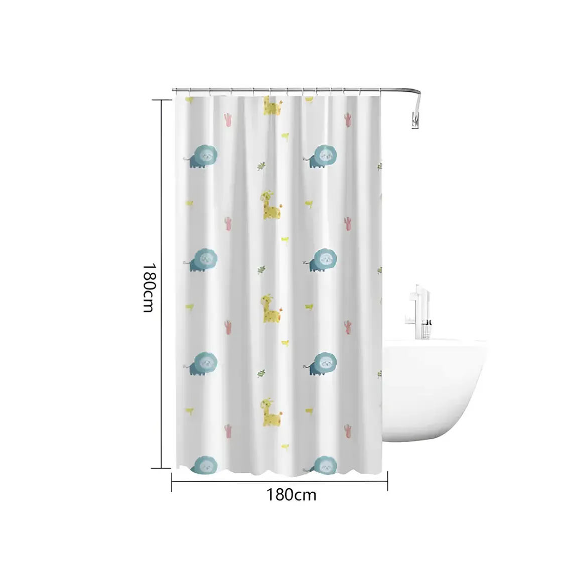 Cortina de Baño Infantil Animales León y Jirafa 180x180 cm 5