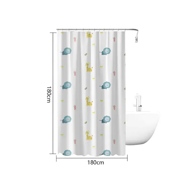 Cortina de Baño Infantil Animales León y Jirafa 180x180 cm 5