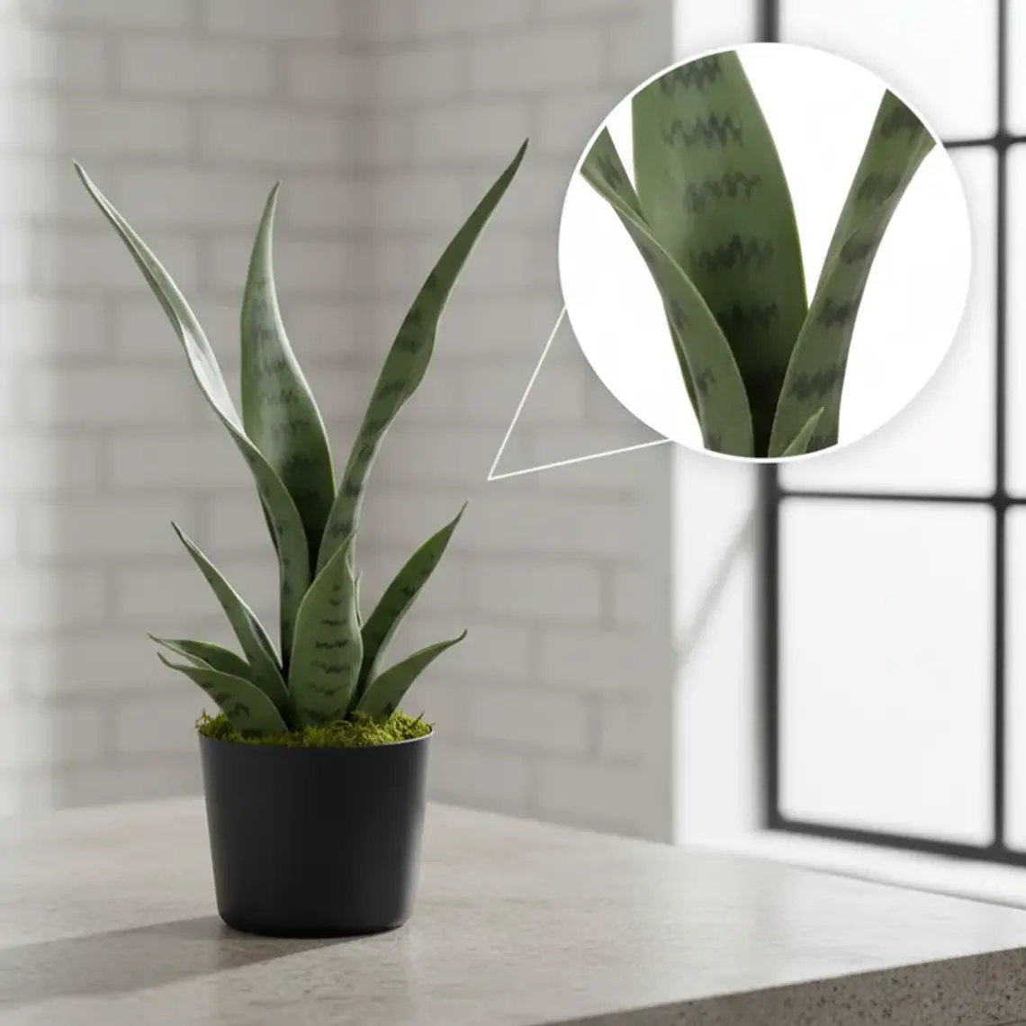 Planta Artificial Decorativa Sansevieria 40cm Con Macetero 3